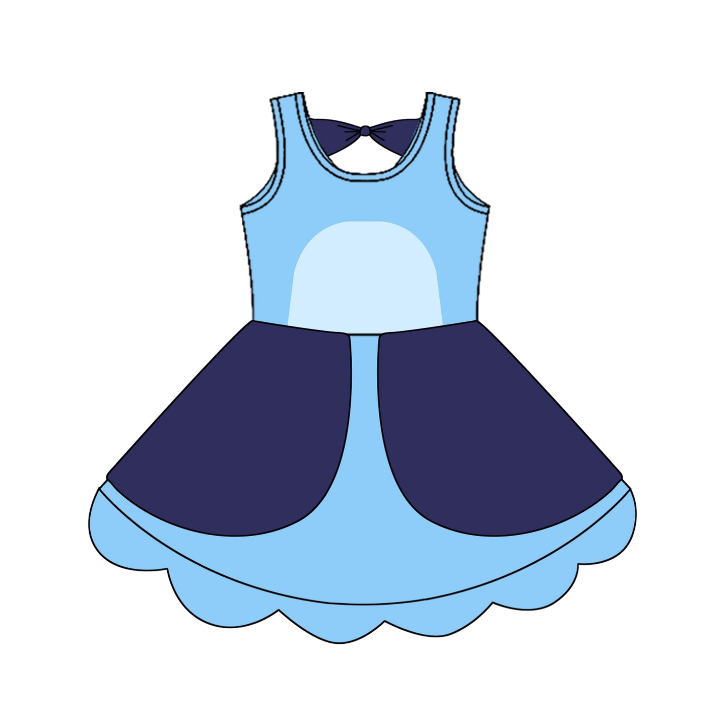 Baby Girls Dress Sleeveless Blue Cartoon Dogs Knee Length Dress Preorder GSD2515 4.11