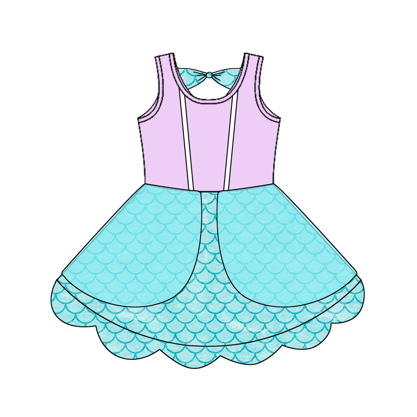 Baby Girls Dress Lavender Sleeveless Blue Mermaid Knee Length Dress Preorder GSD2516 4.11