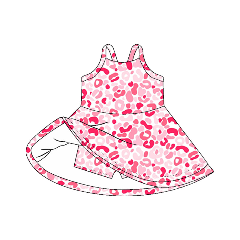 Baby Girls Dress Strap Pink Leopard Shorts Knee Length Dresses Preorder GSD2647 5.30