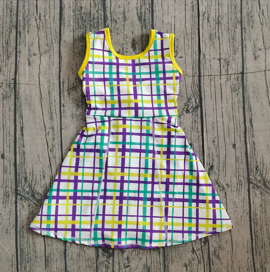Baby Girls Mardigras Checked Yoga Shorts Knee Length Dresses Preorder GSD2945 11.17