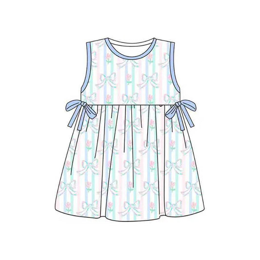 Baby Girls Flowers Bows Stripe Knee Length Dresses Preorder 11.20