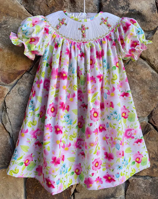 Baby Girls Floral Crosses Easter Ruffle Knee Length Dresses Preorder 11.29