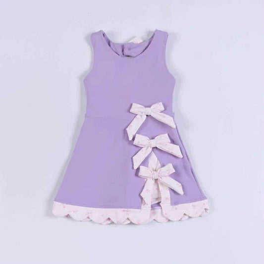 Baby Girls Purple Sleeveless Bows Yoga Ruffle Shorts Knee Length Dresses Preorder 11.29