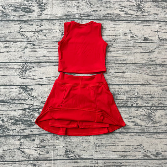 Baby Girls Clothes Orange Vest Top Bows Skirt Shorts Yoga Active Clothes Set Preorder GSD3759