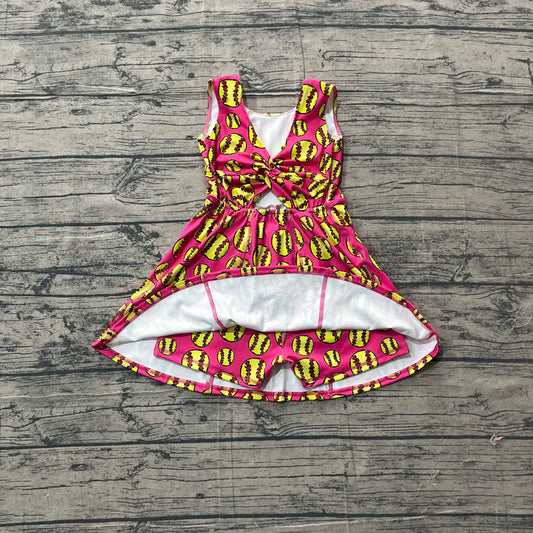 Baby Girls Sleeveless Softballs Team Yoga Active Shorts Knee Length Dress Preorder GSD3800