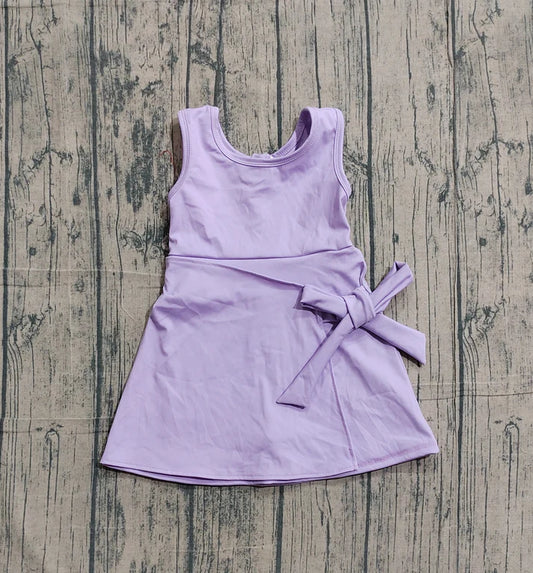 Baby Girls Lavender Sleeveless Bows Yoga Active Short Knee Length Dress Preorder GSD3881