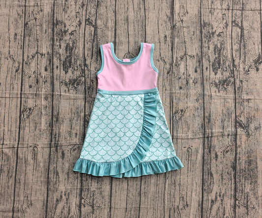 Baby Girls Dress Sleeveless Mermaid Yoga Active Short Knee Length Dress Preorder GSD4125