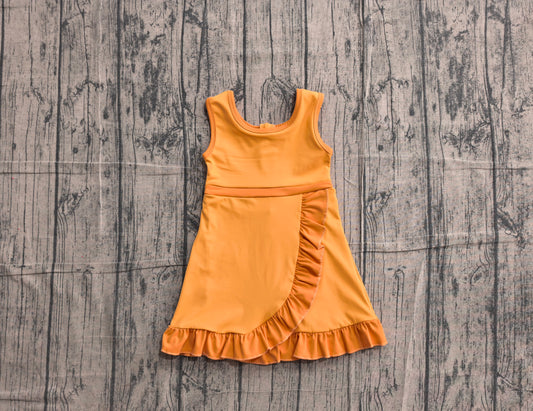 Baby Girls Sleeveless Orange Yoga Active Short Knee Length Dress Preorder GSD4127