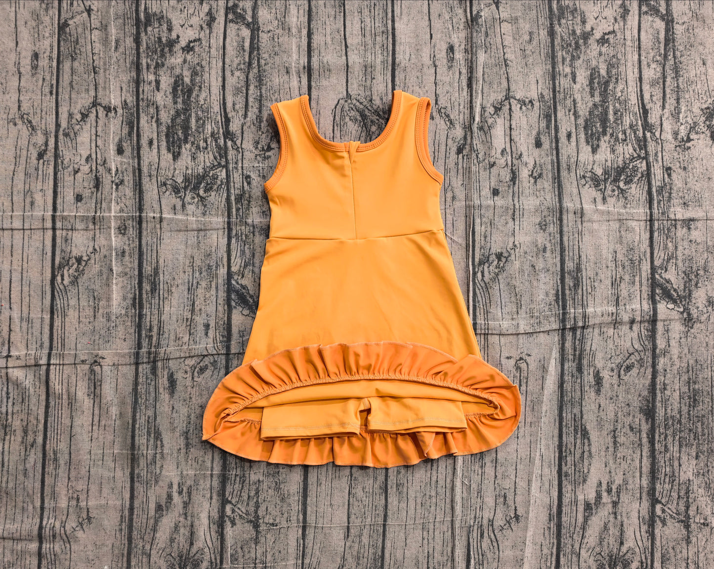 Baby Girls Sleeveless Orange Yoga Active Short Knee Length Dress Preorder GSD4127