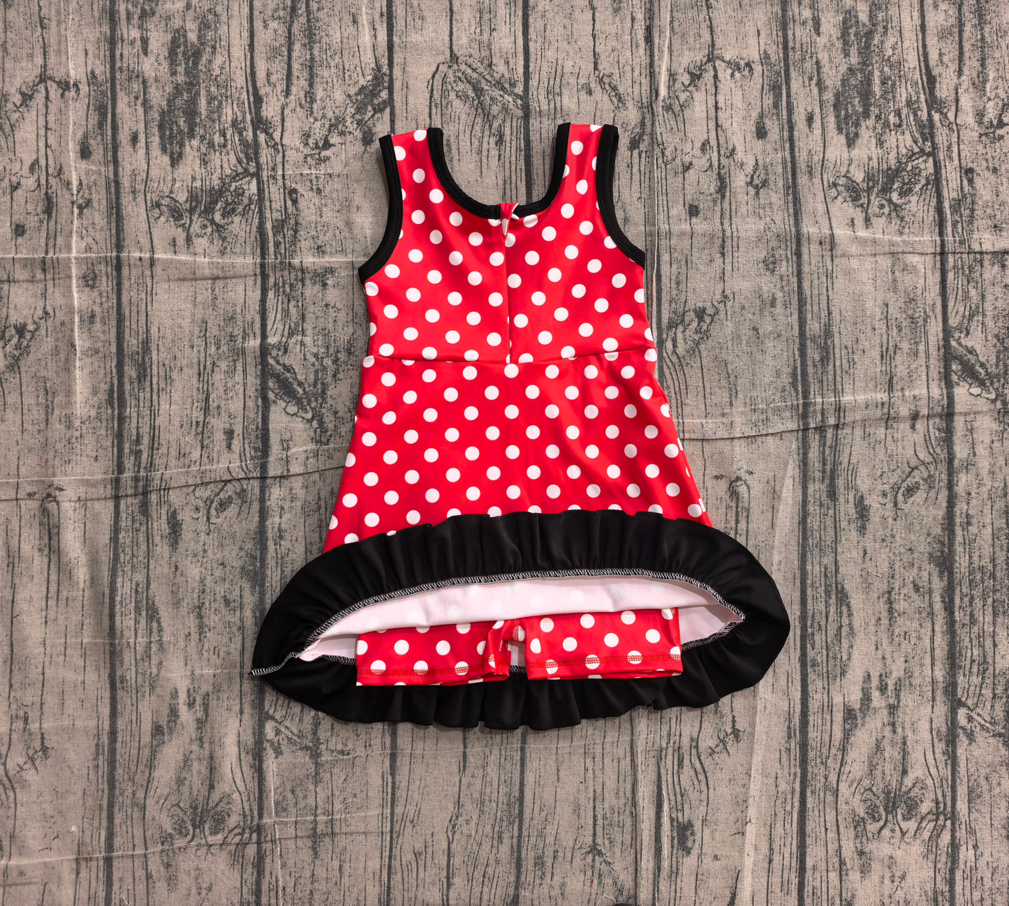 Baby Girls Dress Sleeveless Red Polka Dots Yoga Active Short Knee Length Dress Preorder GSD4128