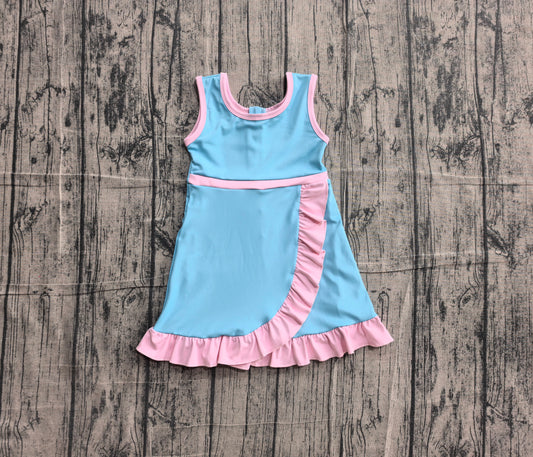 Baby Girls Dress Sleeveless Lake Blue Yoga Active Short Knee Length Dress Preorder GSD4130