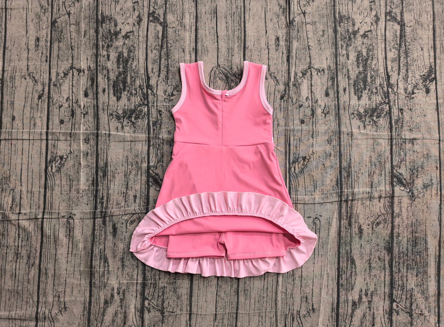 Baby Girls Dress Sleeveless Pink Yoga Active Short Scallop Knee Length Dress Preorder GSD4139