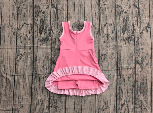 Baby Girls Dress Sleeveless Pink Yoga Active Short Scallop Knee Length Dress Preorder GSD4139