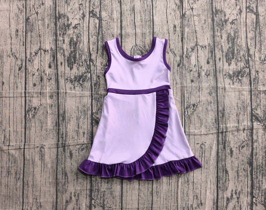 Baby Girls Sleeveless Pink Purple Yoga Active Short Scallop Knee Length Dress Preorder GSD4151