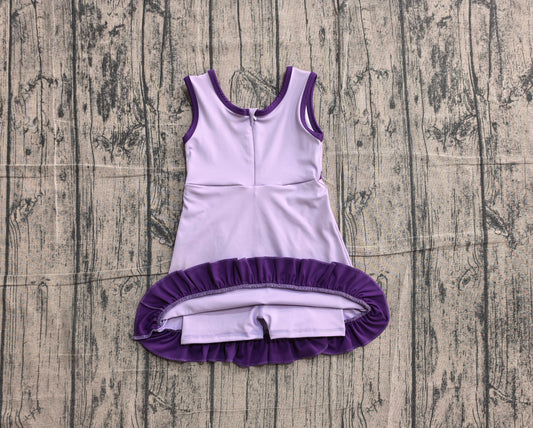 Baby Girls Sleeveless Pink Purple Yoga Active Short Scallop Knee Length Dress Preorder GSD4151