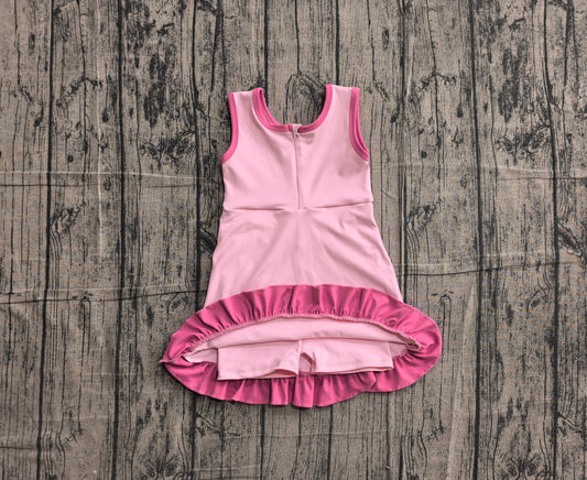 Baby Girls Sleeveless Pink Purple Yoga Active Short Scallop Knee Length Dress Preorder GSD4152