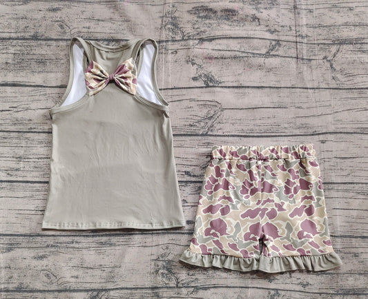 Baby Girls Clothes Dark Green Bows Vest Ruffle Shorts Clothes Sets Preorder GSSO1629 5.16