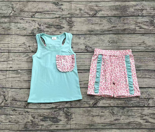 Baby Girls Clothes Green Pocket Bow Vest Ruffle Shorts Clothes Sets Preorder GSSO1784 3.4