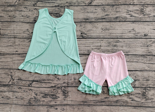 Embroidery Baby Girls Clothes Castle Star Bows Tunic Ruffle Shorts Sets Preorder GSSO1983