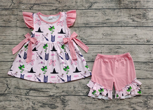 Baby Girls Clothes Pink Princess Bow Tunic Ruffle Shorts Sets Preorder GSSO2006 3.10