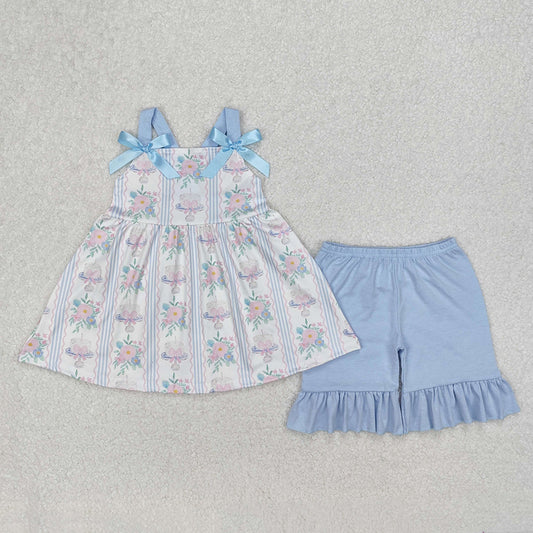 Baby Girls Clothes Flowers Cakes Straps Bows Top Shorts Clothes Sets GSSO2087 3.8
