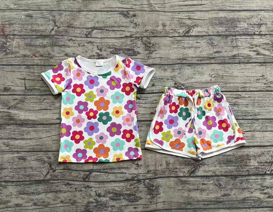 Baby Girls Clothes Colorful Flowers Top Shorts Clothes Sets Preorder GSSO2142 3.22