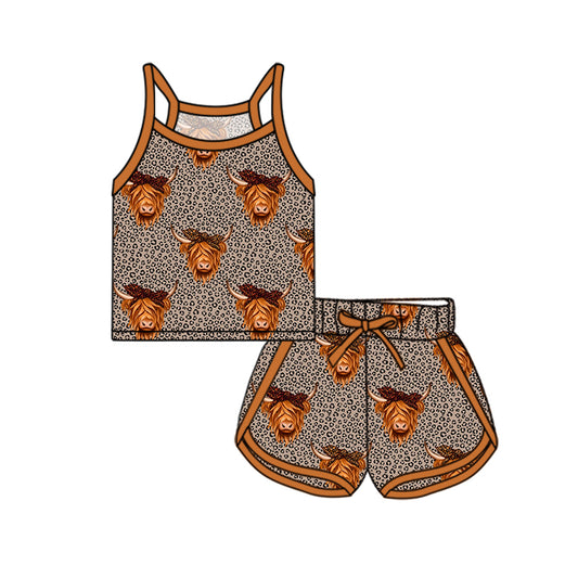 Baby Girls Clothes Strap Cow Print Top Short Sport Set Preorder GSSO2341 3.4