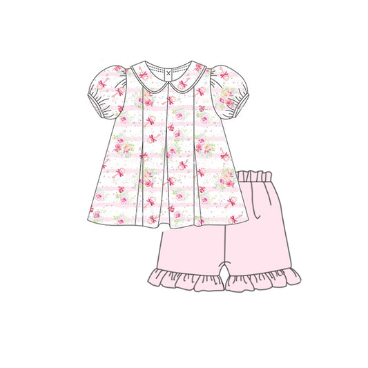 Baby Girls Clothes Pink Stripe Floral Tunic Ruffle Short Set Preorder GSSO2380 3.6