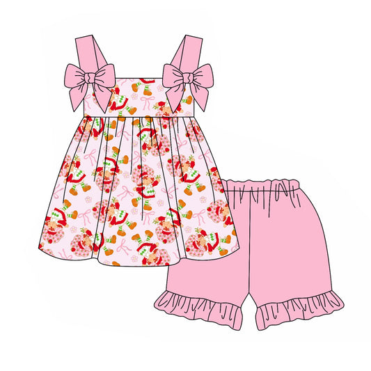 Baby Girls Clothes Pink Strap Bows Strawberry Tunic Ruffle Shorts Set Preorder GSSO2384 3.6