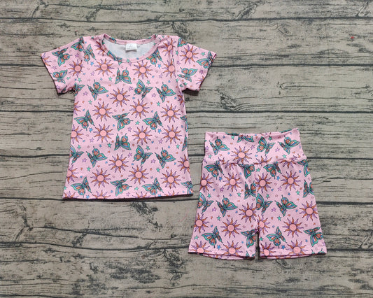 Baby Girls Clthes Pink Short Sleeves Butterfly Suns Stars Top Short Pajamas Set Preorder GSSO2437 3.22