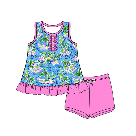 Baby Girls Clothes Pink Sleeveless Button Beach Tunic Short Set Preorder GSSO2447 3.14
