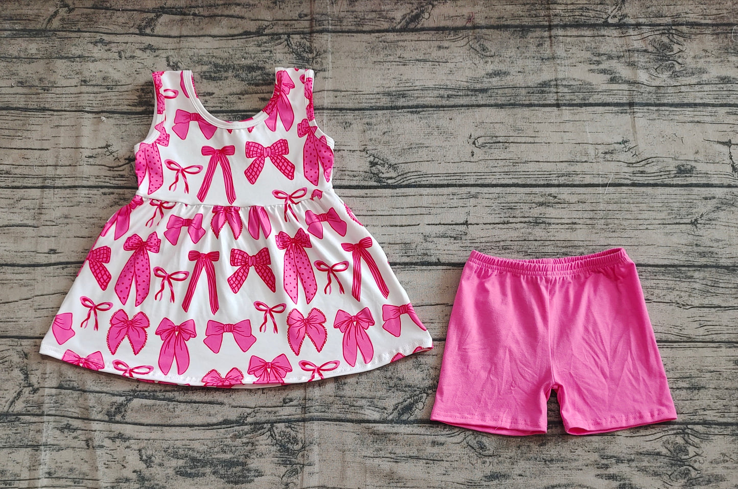 Baby Girls Clothes Pink Sleeveless Bows Tunic Short Set Preorder GSSO2450 3.21