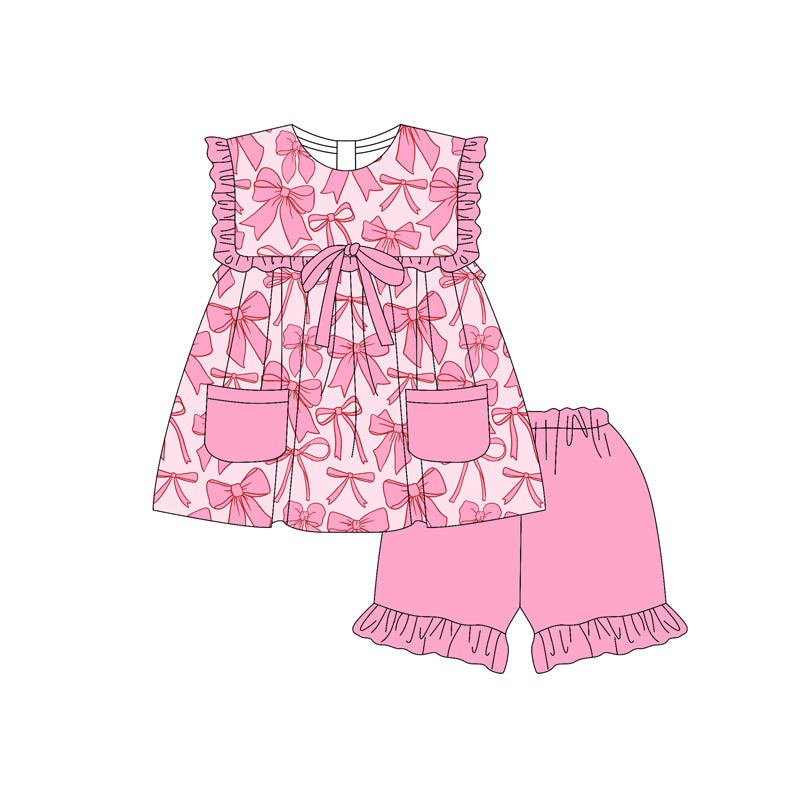 Boutique Baby Girls Clothes Bow Tunic Tops Shorts Sets Preorder GSSO2464 3.17