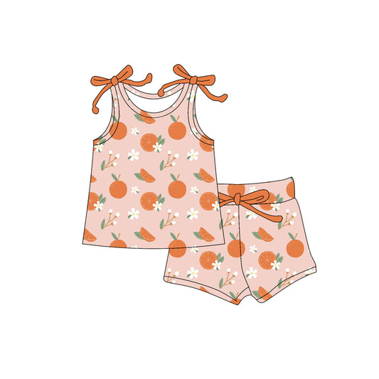 Baby Girls Clothes Strap Oranges Flowers Top Shorts Summer Sets Preorder GSSO2563 4.3