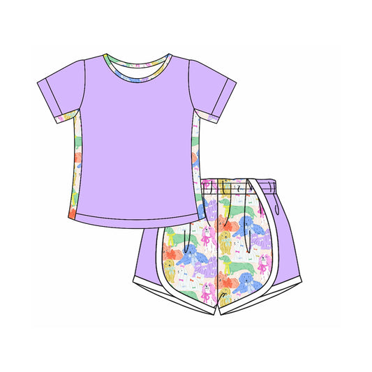 Baby Girls Clothes Purple Short Sleeves Top Shorts Sets Preorder GSSO2570 4.3