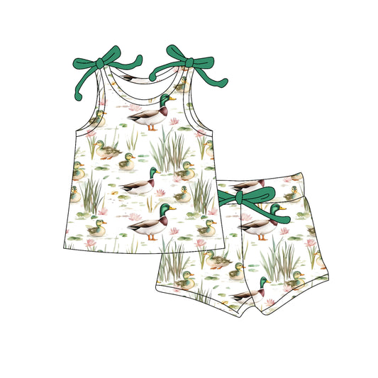 Baby Girls Clothes Green Bows Sleeveless Ducks Tops Shorts Sets Preorder GSSO2575 4.4