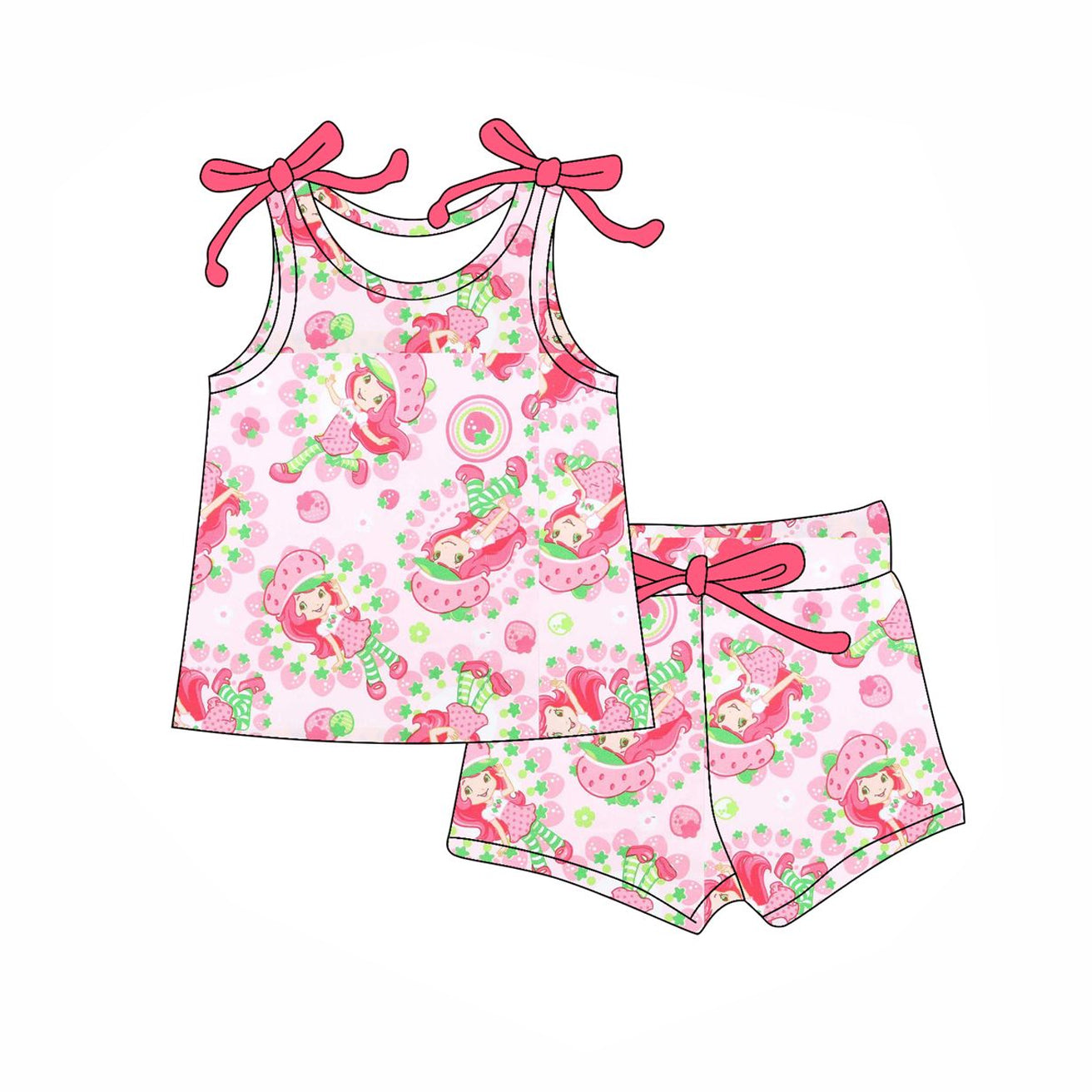 Baby Girls Clothes Pink Sleeveless Strawberry Dolls Top Shorts Sets Preorder GSSO2581 4.10