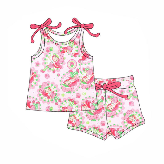 Baby Girls Clothes Pink Sleeveless Strawberry Dolls Top Shorts Sets Preorder GSSO2581 4.10