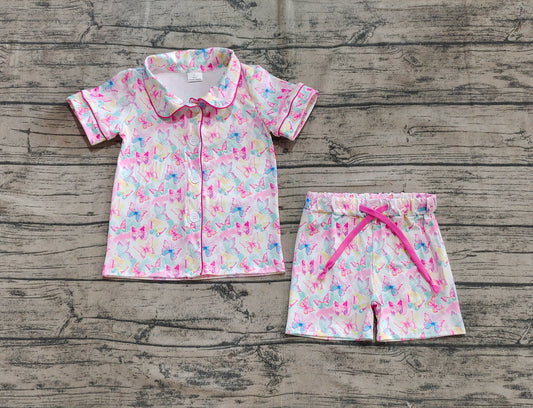 Baby Girls Pajamas Short Sleeves Colorful Butterfly Butter Top Short Pajamas Set Preorder GSSO2601 5.7