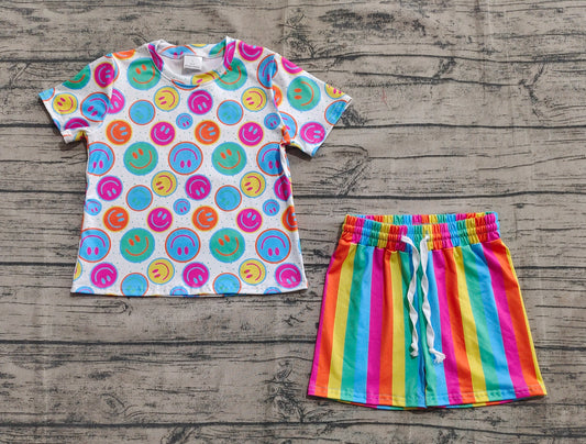 Baby Girls Clothes Short Sleeves Colorful Smiles Top Short Pajamas Set Preorder GSSO2609 5.2
