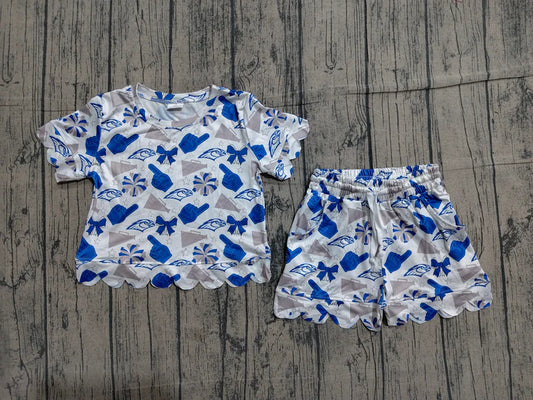 Baby Girls Eagles Bows Cheer Top Scallop Shorts Team Clothes Set Preorder GSSO3408