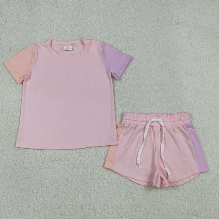 Sibling Baby Kids Clothes Patchwork Shirts Tops Shorts Clothes Set Rompers