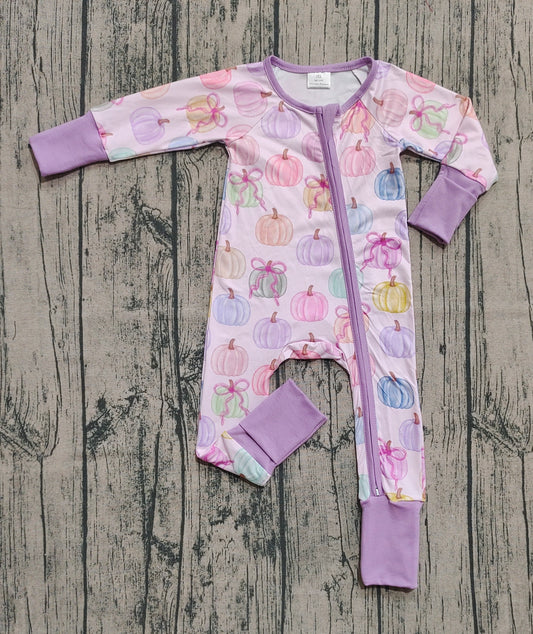 Baby Girls Rompers Long Sleeves Colorful Bows Pumpkins Zipper Rompers Preorder LR2442 8.2