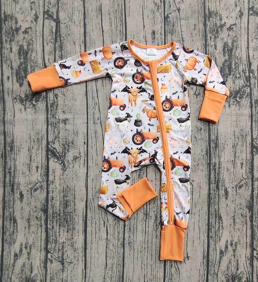 Baby Girls Long Sleeves Bats Farm Pumpkins Zipper Rompers Preorder LR2444 8.2