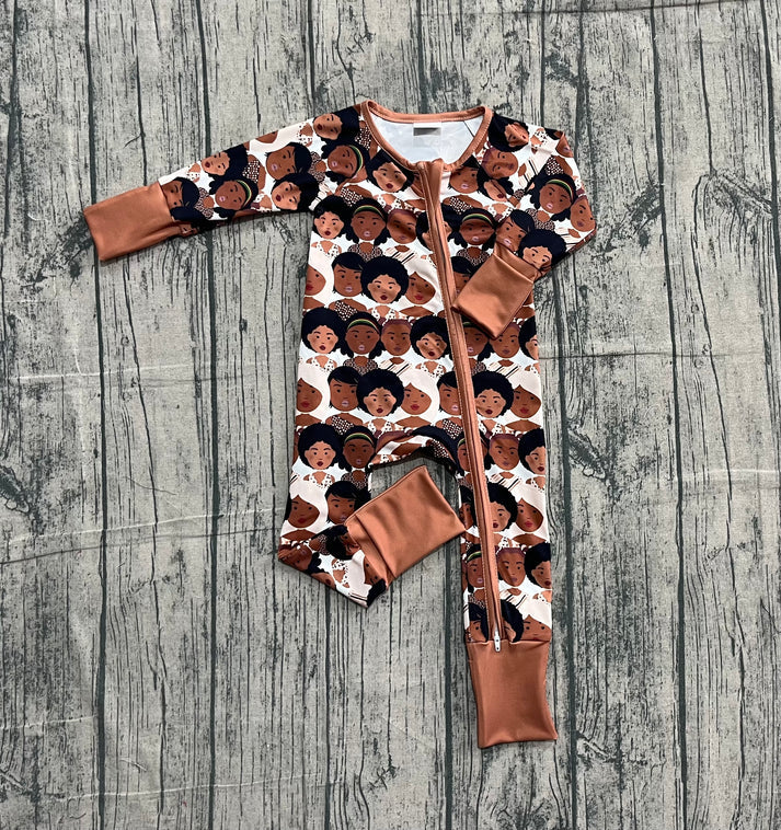 Baby Girls Black Girls Plaid Zipper Footie Rompers Preorder 10.25