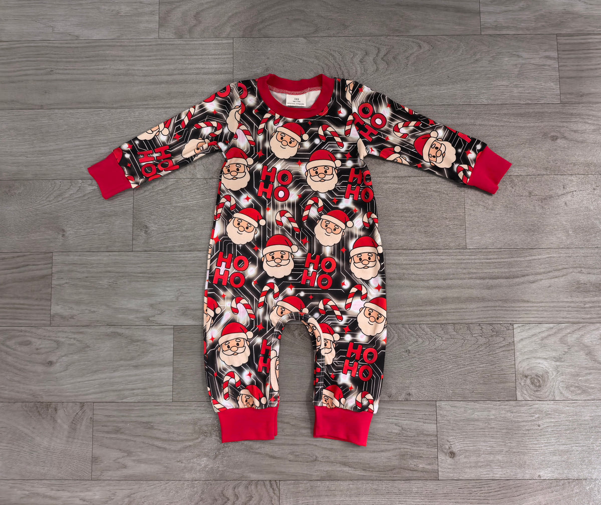 Baby Boys Rompers Santa Candy Cane Ho Ho Christmas Pant Rompers Preorder LR3162