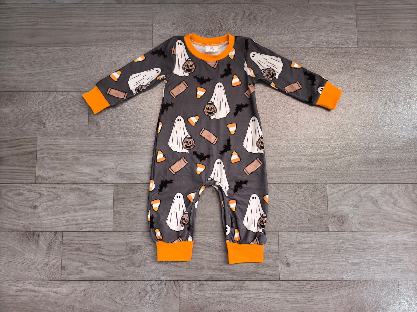 Baby Boys Long Sleeve Ghosts Pumpkins Halloween Pant Romper Preorder LR3241
