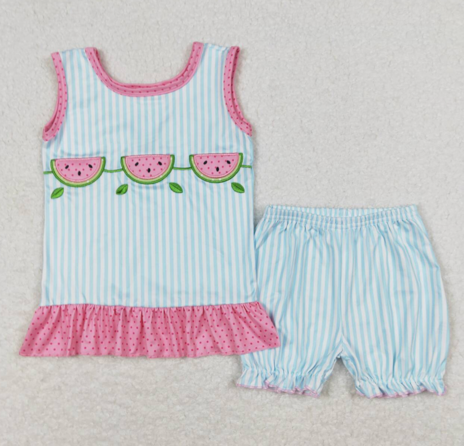 Watermelon Embroidery Boutique Kids Girls Clothes Outfits GSSO0398