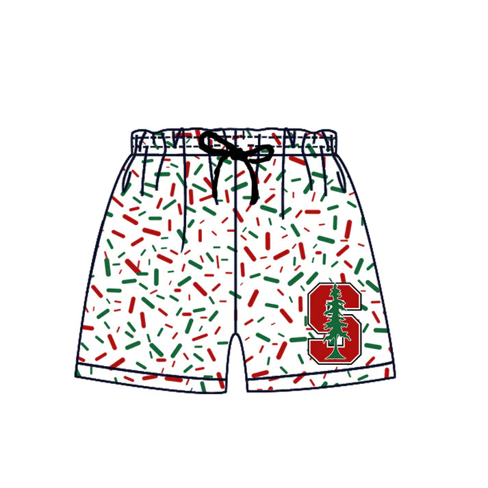 Preorder (moq 5)Baby Boys Red S Trees Drip Team Shorts Bottom 6.27