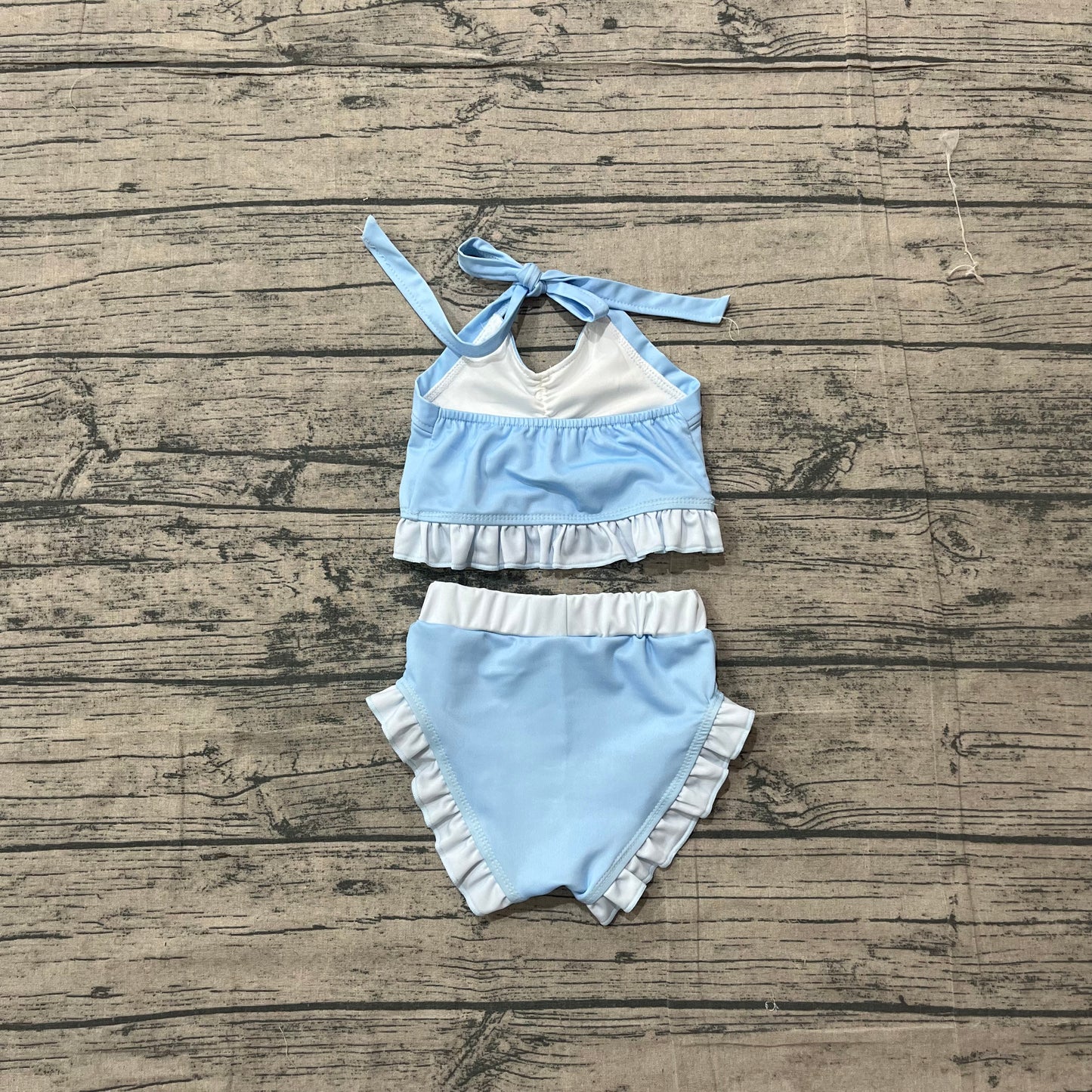 Baby Girls Swimwear Blue Strap Vest Bows Bummies 2 Pieces Swimsuits Preorder S0694